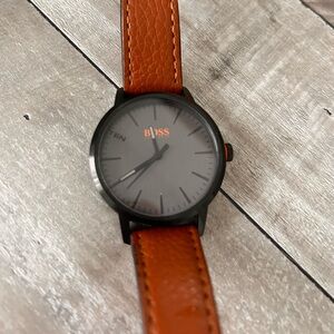Boss Black Dial with Tan Leather Strap Watch